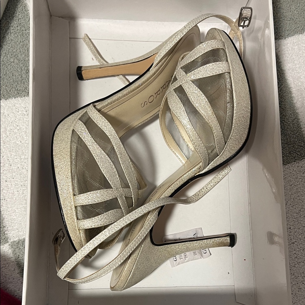 Caprros Silver Sparkly Strappy Heels
